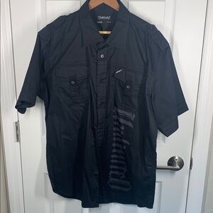 Mens black short sleeved ecko unlimited button down shirt size 2XL